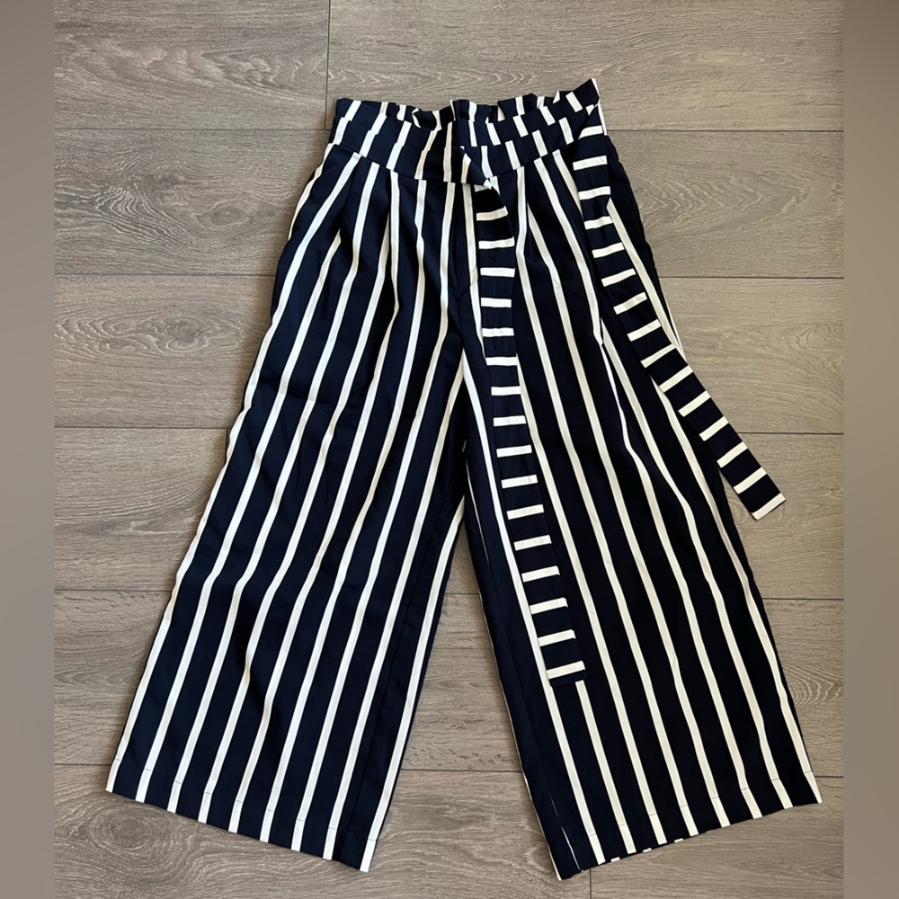 MINE Navy and White Striped Pants